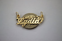 Load image into Gallery viewer, 10K Solid Yellow Gold Personalized Custom Name Pendant Charm & Singapore chain