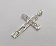 Load image into Gallery viewer, 925 Sterling Silver Plain Rectangular Hole Cross Pendant 1 Inch Tall (25mm)