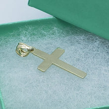 Load image into Gallery viewer, 10K Yellow Gold High Polish Simple Flat Cross Charm Pendant Crucifix 3 Sizes