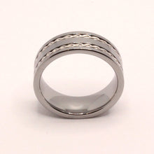 Load image into Gallery viewer, Tungsten Carbide Flat Double Sterling Silver Rope Inlay Wedding Band Ring 8mm
