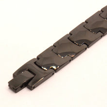 Load image into Gallery viewer, Tungsten Carbide Black Faceted Links Magnetic Therapy Bracelet, 1/2 Inch Wide
