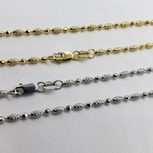 Load image into Gallery viewer, 14k Solid Yellow White Gold D/C Bead Chain Necklace Men Women 2mm / 16" ~ 24"