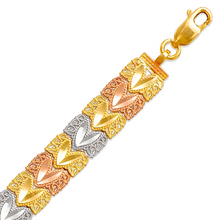 Load image into Gallery viewer, 14K Tri Color Gold Faceted Diamond Cut Bracelet 8mm 7" Chain Brazalete tricolor