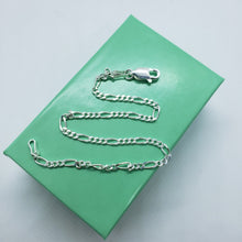 Load image into Gallery viewer, 925 Sterling Silver Figaro Chain Bracelet Beveled Edge from Italy 2.5mm 7"-10"