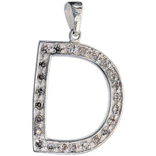 Load image into Gallery viewer, 925 Sterling Silver CZ Block Initial Letter Alphabet Pendant 1 5/8 Inch Wide