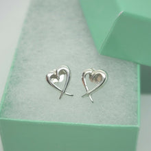 Load image into Gallery viewer, 925 Sterling Silver Small Heart Cut Out Stud Earring for Women Girl High Quality