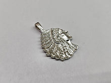Load image into Gallery viewer, 925 Sterling Silver Diamond Cut Indian Chief Head Pendant 7/8 (22mm) Inch Tall
