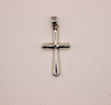 Load image into Gallery viewer, 925 Sterling Beveled Edge Semi-Cylinder Cross Pendant