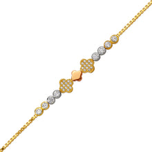 Load image into Gallery viewer, 14K Tricolor Gold 7mm Center, 1mm Ladies Bracelet High Polished Fancy Chain