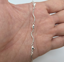 Load image into Gallery viewer, 925 Sterling Silver Wavy Link Anklet with Hearts 6mm, Fits 9" to 10" Ankles