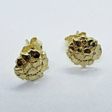 Load image into Gallery viewer, 10K Gold Authentic Nugget Round Diamond Cut Stud Earrings for Men Women 4 Sizes