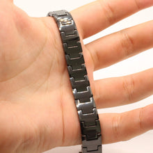 Load image into Gallery viewer, Tungsten Carbide Plain Black Germanium Magnetic Therapy Bracelet, 1/2 Inch Wide