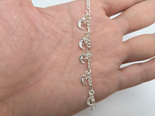 Load image into Gallery viewer, 925 Sterling Silver Anklet with Dangling Moon & Star 14mm, Fits 9" to 10" Ankles