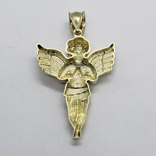 Load image into Gallery viewer, Authentic 10K Yellow Gold Praying Angel Pendant Charm Diamond Cut 3 Sizes S/M/L