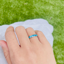 Load image into Gallery viewer, Sterling Silver Blue Synthetic Opal Narrow Wave Band Ring