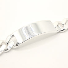 Load image into Gallery viewer, 925 Sterling Silver Personalized Custom Engraved Figaro Link ID Bracelet 14mm