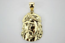 Load image into Gallery viewer, Authentic 10K Yellow Gold Diamond Cut Jesus Face Pendant Charm Left Right Styles