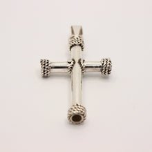 Load image into Gallery viewer, 925 Sterling Silver Thick Cylindrical Cross Pendant with Rope Textured Edges