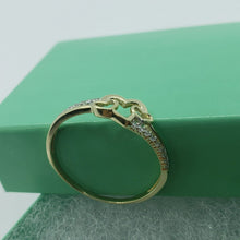 Load image into Gallery viewer, Authentic 10K Yellow Gold Three Hearts Promise Ring with CZ Women Size 5 to 9