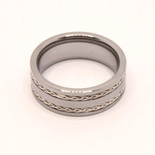 Load image into Gallery viewer, Tungsten Carbide Flat Double Sterling Silver Rope Inlay Wedding Band Ring 8mm