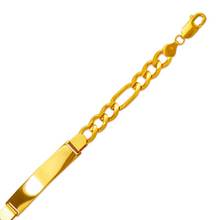 Load image into Gallery viewer, 14K Yellow Gold Figaro Chain ID Bracelet 10mm/8mm 8" 8.5" Engraving Available