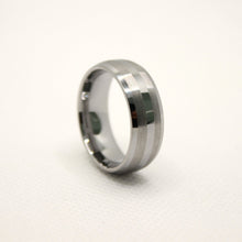 Load image into Gallery viewer, Tungsten Carbide Domed Double Etched Stripes Beveled Edge Wedding Band Ring 8mm