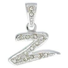 Load image into Gallery viewer, 925 Sterling Silver CZ Action Initial Letter Alphabet Pendant 3/4 Inch Wide