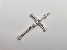 Load image into Gallery viewer, 925 Sterling Silver Large Rope Crucifix Cross Pendant 1 13/16 Inch Tall (46mm)