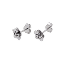 Load image into Gallery viewer, 14K Real White Gold Diamond Cut Flower Stud Earrings 8mm