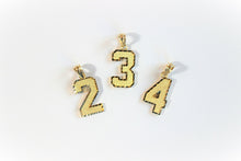 Load image into Gallery viewer, 10K Solid Yellow Gold Number Digit Charm Pendant 0-9 Diamond Cut 2 Sizes