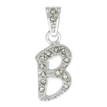 Load image into Gallery viewer, 925 Sterling Silver CZ Action Initial Letter Alphabet Pendant 3/4 Inch Wide