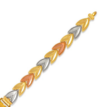 Load image into Gallery viewer, 14K Tri Color Gold 15 Anos Quinceanera Diamond Cut Faceted ID Bracelet 6mm/13mm