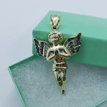 Load image into Gallery viewer, Authentic 10K Yellow Gold Praying Angel Pendant Charm Diamond Cut 3 Sizes S/M/L