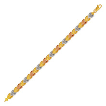 Load image into Gallery viewer, 14K Tri Color Gold Faceted Diamond Cut Bracelet 6 mm 7" Chain Brazalete tricolor