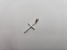 Load image into Gallery viewer, 925 Sterling Silver Smooth Rounded Bar Cross Pendant 1 Inch (25mm) Tall