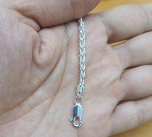 Load image into Gallery viewer, 925 Sterling Silver Spiga Wheat Chain Necklace Bracelet Width 3mm Size 7"~30"