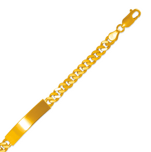 Load image into Gallery viewer, 14K Yellow Gold Shiny Curb ID Bracelet 7mm/5.5mm Wide 7inch Engraving Available