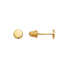 Load image into Gallery viewer, 14K Yellow Gold 4mm Disk Stud Earrings High Polished Screw Backing