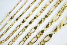 Load image into Gallery viewer, 10K Yellow Gold Hollow Figaro Chain Necklace Bracelet 1.9mm-8.5mm/7" ~ 30"