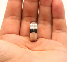 Load image into Gallery viewer, Stainless Steel Reflective High Polish Etched Greek Key Center Spinner Ring 8mm