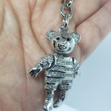 Load image into Gallery viewer, Movable Teddy Bear Key Chain Crystal Key Ring Jeweled Tortoise for Women 4" Long