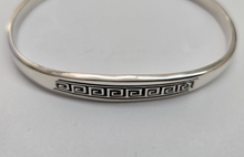 Load image into Gallery viewer, 925 Sterling Silver Flat Greek Key Center Motif Cuff Bracelet 7.25" Long