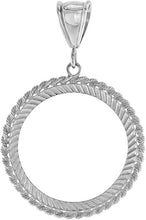 Load image into Gallery viewer, Sterling Silver Mexican 50 Peso Centenario Coin Bezel Rope Edge Prong Back 37mm