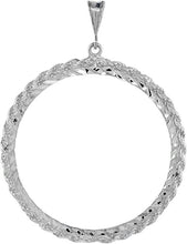 Load image into Gallery viewer, Sterling Silver Bezel 47 mm Coins Prong Back Diamond Cut with 9mm bail