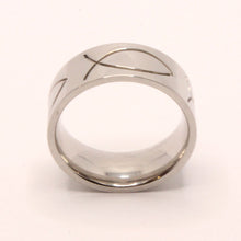Load image into Gallery viewer, Stainless Steel Ichthus Christian Jesus Fish Symbol Wedding Band Ring 8mm