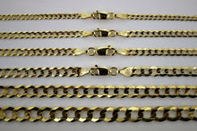 Load image into Gallery viewer, 10K Solid Gold Cuban Curb Link Chain Necklace Bracelet Anklet 2mm~13mm 7"~36"