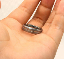 Load image into Gallery viewer, Tungsten Carbide Groove Center Satin Finish Beveled Edges Wedding Band Ring 6mm