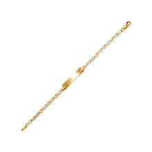 Load image into Gallery viewer, 14K Tri Color Gold Kids Love Heart ID Bracelet 6mm/4mm 6" Engraving Available