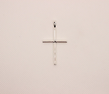 Load image into Gallery viewer, 925 Sterling Silver Simple Skinny Cylindrical Stick Cross Pendant