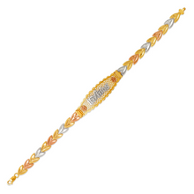 Load image into Gallery viewer, 14K Tri Color Gold 15 Anos Quinceanera Diamond Cut Faceted ID Bracelet 6mm/12mm